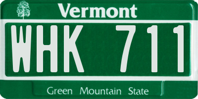 VT license plate WHK711