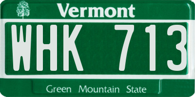 VT license plate WHK713