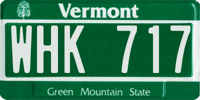 VT license plate WHK717