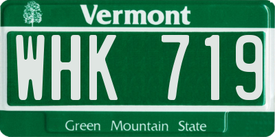 VT license plate WHK719