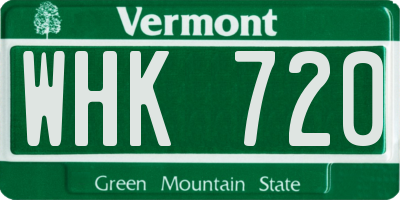 VT license plate WHK720