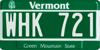 VT license plate WHK721