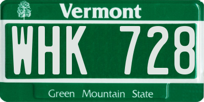 VT license plate WHK728