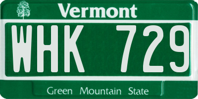 VT license plate WHK729