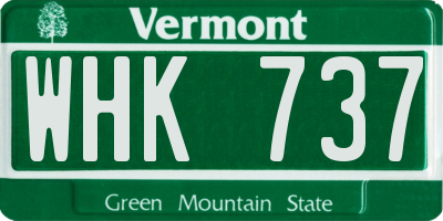 VT license plate WHK737