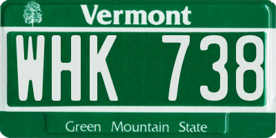 VT license plate WHK738
