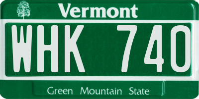 VT license plate WHK740