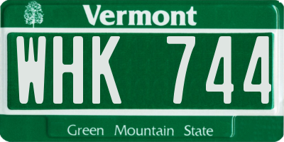 VT license plate WHK744
