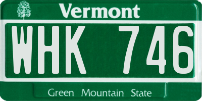 VT license plate WHK746