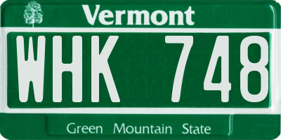 VT license plate WHK748