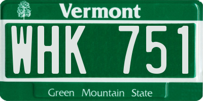 VT license plate WHK751