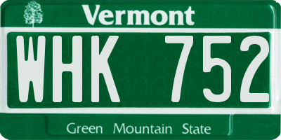 VT license plate WHK752