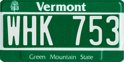 VT license plate WHK753