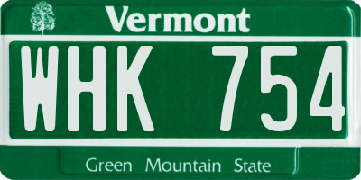 VT license plate WHK754