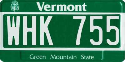 VT license plate WHK755