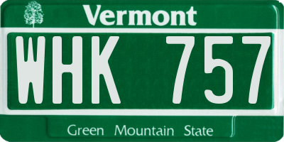 VT license plate WHK757
