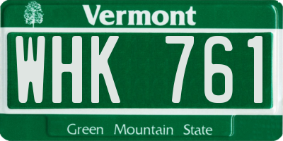 VT license plate WHK761