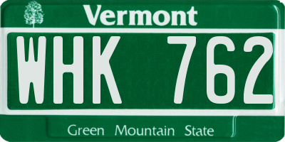 VT license plate WHK762