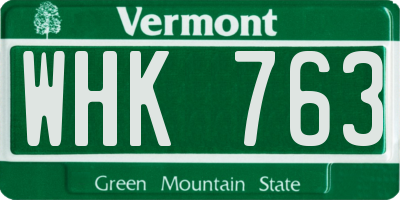 VT license plate WHK763