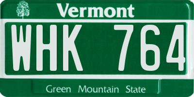 VT license plate WHK764