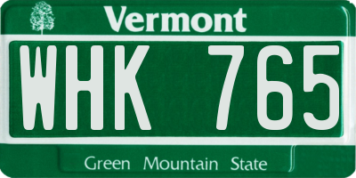 VT license plate WHK765