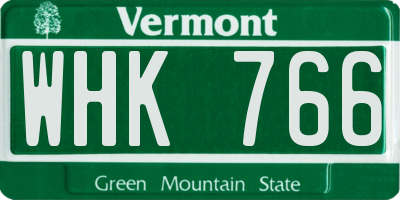 VT license plate WHK766