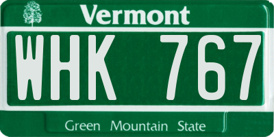 VT license plate WHK767