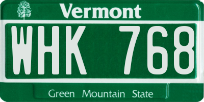 VT license plate WHK768