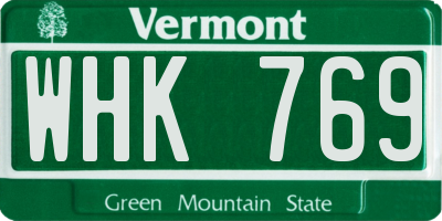 VT license plate WHK769