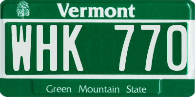VT license plate WHK770