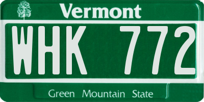 VT license plate WHK772