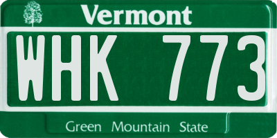 VT license plate WHK773
