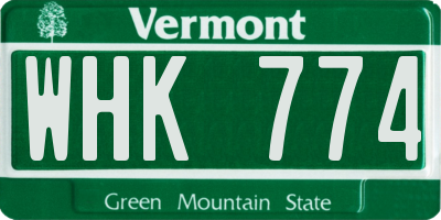 VT license plate WHK774