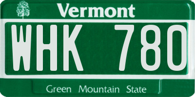 VT license plate WHK780
