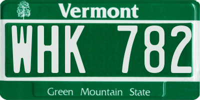 VT license plate WHK782