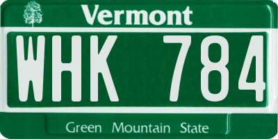 VT license plate WHK784