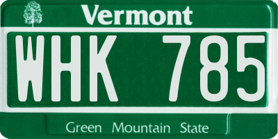 VT license plate WHK785