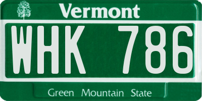 VT license plate WHK786