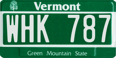 VT license plate WHK787