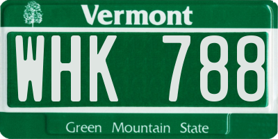 VT license plate WHK788