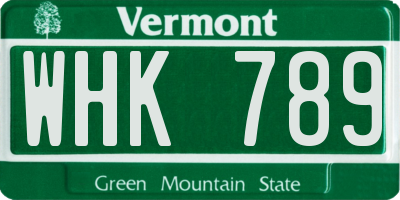 VT license plate WHK789