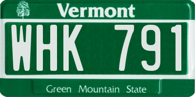 VT license plate WHK791