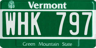 VT license plate WHK797