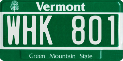 VT license plate WHK801