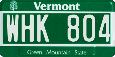 VT license plate WHK804