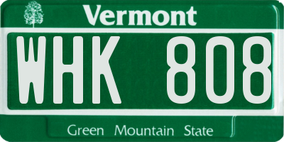VT license plate WHK808
