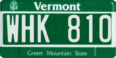 VT license plate WHK810