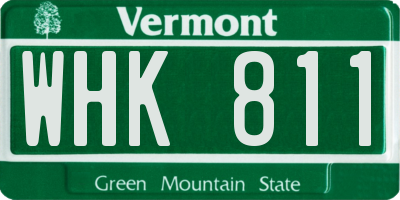 VT license plate WHK811