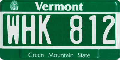 VT license plate WHK812
