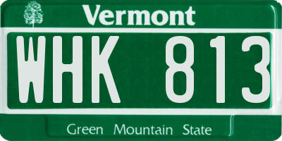 VT license plate WHK813